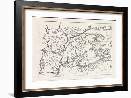 Map of Canada and Nova Scotia, from Joannes De Salt's America Utriusque Descriptio, 1633, 1870S-null-Framed Giclee Print