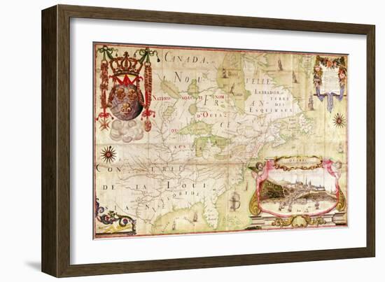 Map of Canada, from Carte de L'Amerique Septentrionale-Jean Baptiste Louis Franquelin-Framed Giclee Print