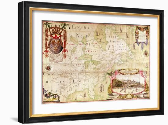 Map of Canada, from Carte de L'Amerique Septentrionale-Jean Baptiste Louis Franquelin-Framed Giclee Print