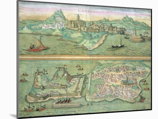 Map of Candia and Corfu, from Civitates Orbis Terrarum by Georg Braun-Joris Hoefnagel-Mounted Giclee Print
