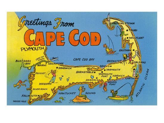 Map Of Cape Cod Massachusetts Art Print Art Com