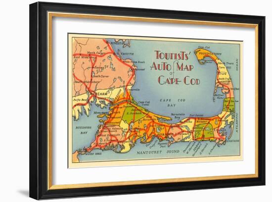 Map of Cape Cod, Massachusetts-null-Framed Art Print