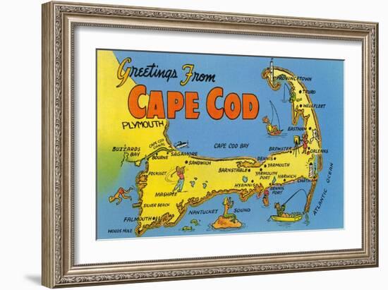 Map of Cape Cod, Massachusetts-null-Framed Art Print