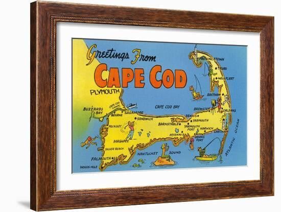 Map of Cape Cod, Massachusetts-null-Framed Art Print