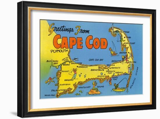 Map of Cape Cod, Massachusetts-null-Framed Art Print