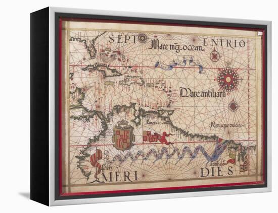 Map of Caribbean, Antilles and Northern South America-Diego Homen-Framed Premier Image Canvas
