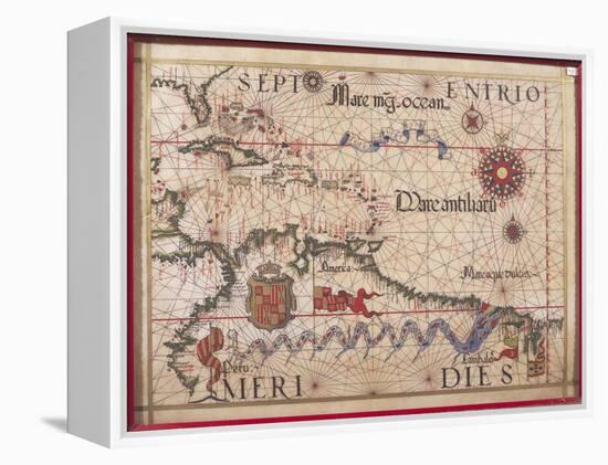 Map of Caribbean, Antilles and Northern South America-Diego Homen-Framed Premier Image Canvas