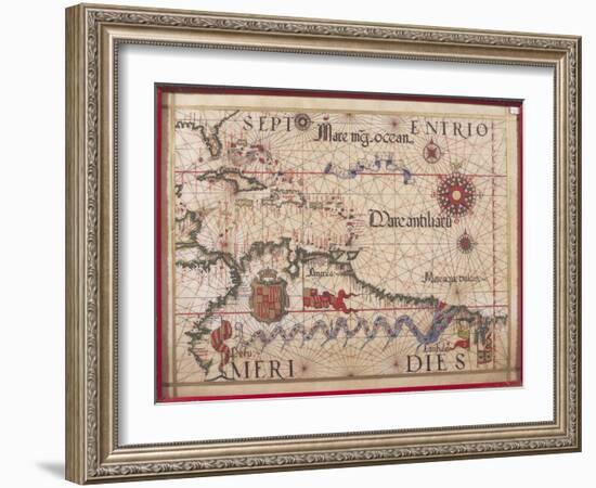 Map of Caribbean, Antilles and Northern South America-Diego Homen-Framed Giclee Print