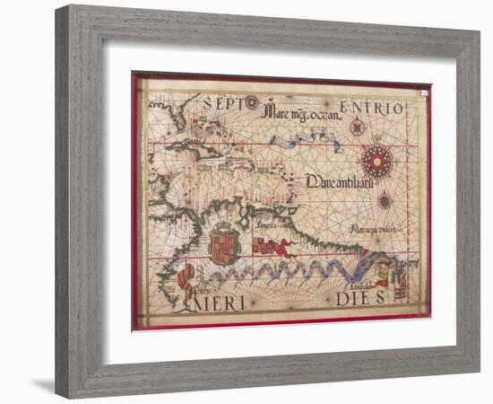 Map of Caribbean, Antilles and Northern South America-Diego Homen-Framed Giclee Print