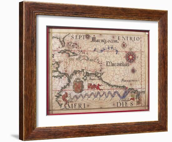 Map of Caribbean, Antilles and Northern South America-Diego Homen-Framed Giclee Print