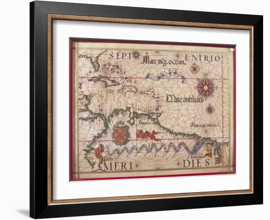 Map of Caribbean, Antilles and Northern South America-Diego Homen-Framed Giclee Print