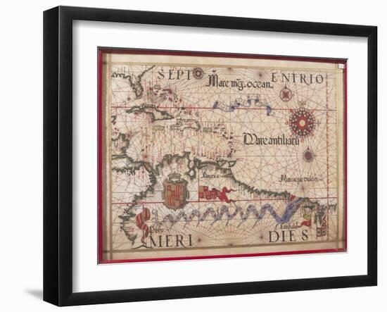 Map of Caribbean, Antilles and Northern South America-Diego Homen-Framed Giclee Print