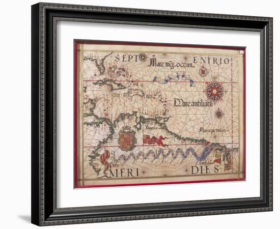 Map of Caribbean, Antilles and Northern South America-Diego Homen-Framed Giclee Print