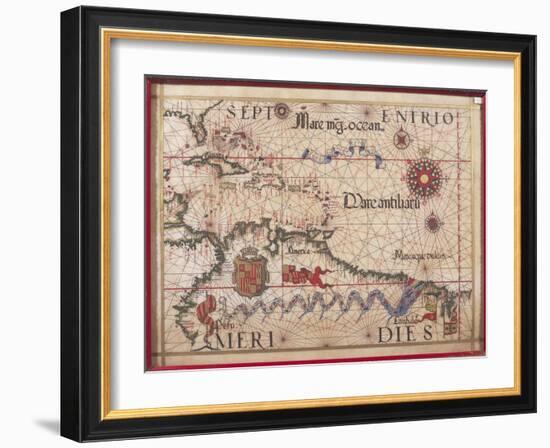 Map of Caribbean, Antilles and Northern South America-Diego Homen-Framed Giclee Print