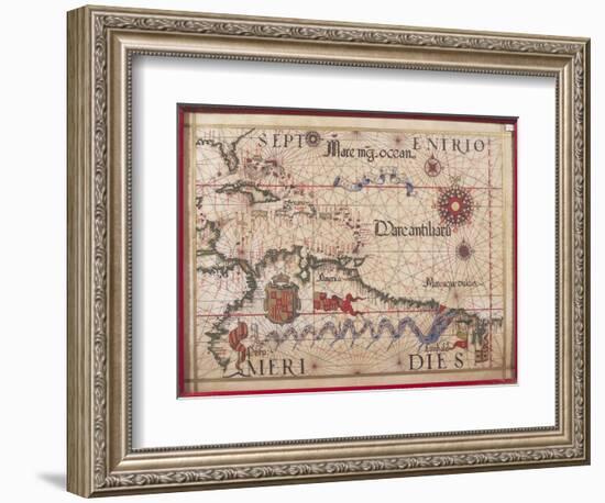 Map of Caribbean, Antilles and Northern South America-Diego Homen-Framed Premium Giclee Print