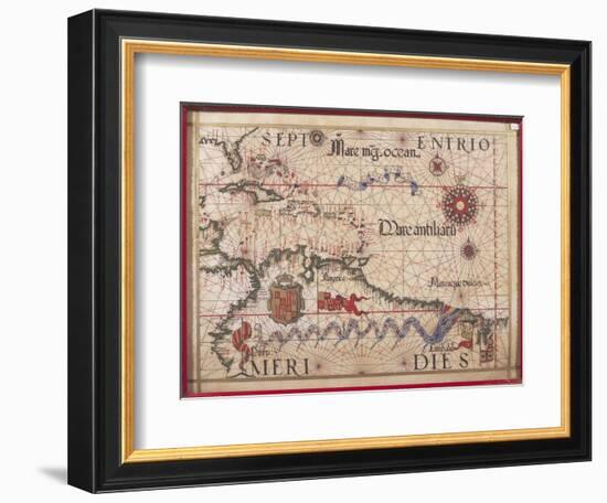 Map of Caribbean, Antilles and Northern South America-Diego Homen-Framed Premium Giclee Print