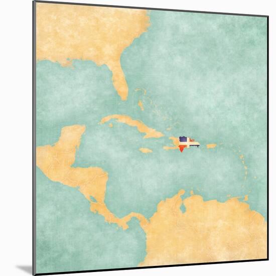 Map Of Caribbean - Dominican Republic (Vintage Series)-Tindo-Mounted Art Print
