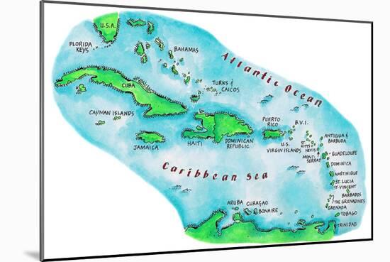 Map of Caribbean Islands-Jennifer Thermes-Mounted Photographic Print