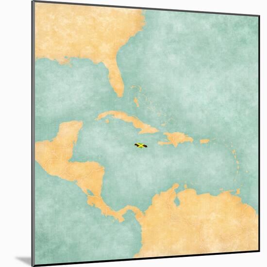 Map Of Caribbean - Jamaica (Vintage Series)-Tindo-Mounted Art Print