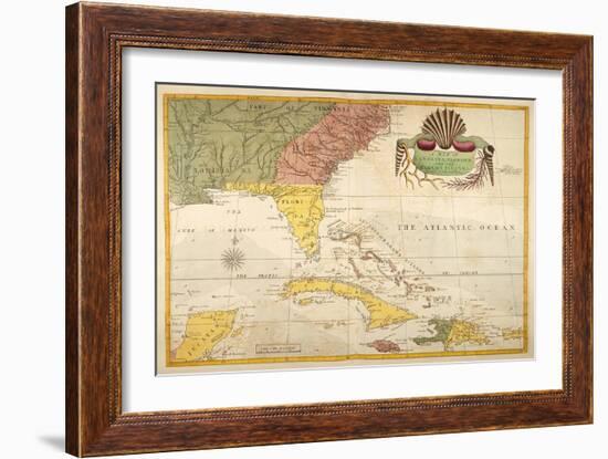 Map of Carolina, Florida & the Bahama Islands-Mark Catesby-Framed Art Print