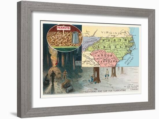 Map of Carolinas-null-Framed Art Print