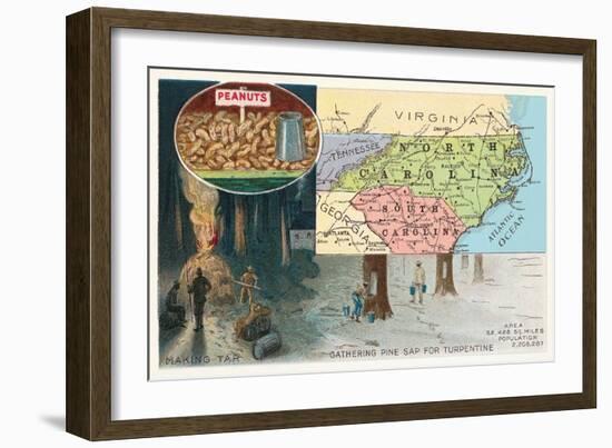 Map of Carolinas-null-Framed Art Print