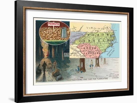 Map of Carolinas-null-Framed Art Print