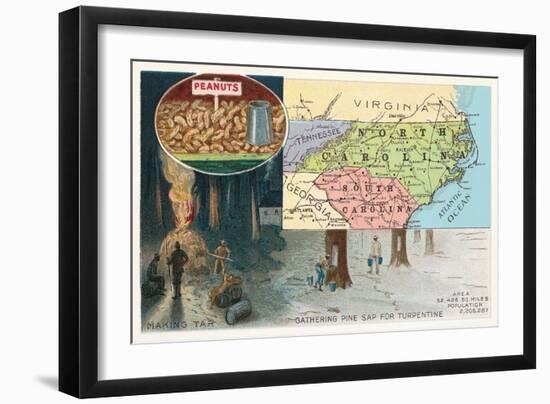 Map of Carolinas-null-Framed Art Print