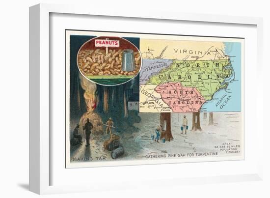 Map of Carolinas-null-Framed Art Print