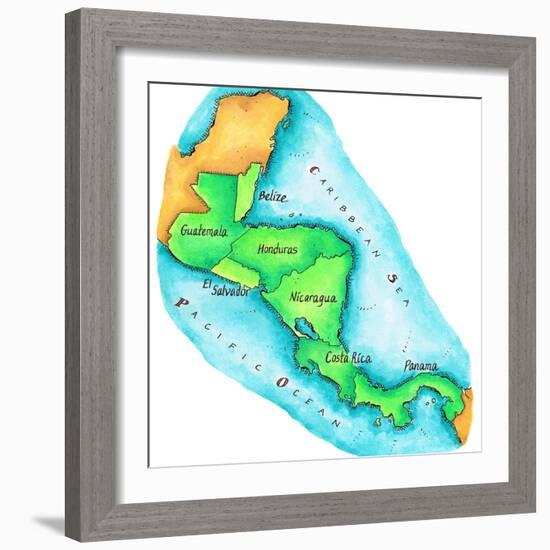 Map of Central America-Jennifer Thermes-Framed Photographic Print