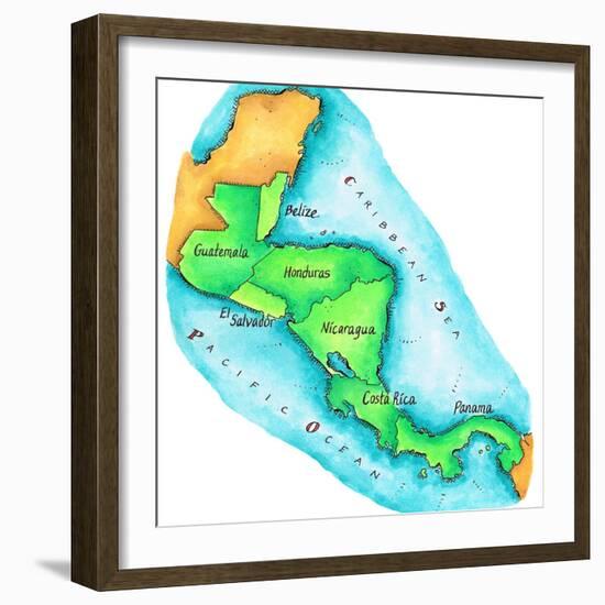 Map of Central America-Jennifer Thermes-Framed Photographic Print