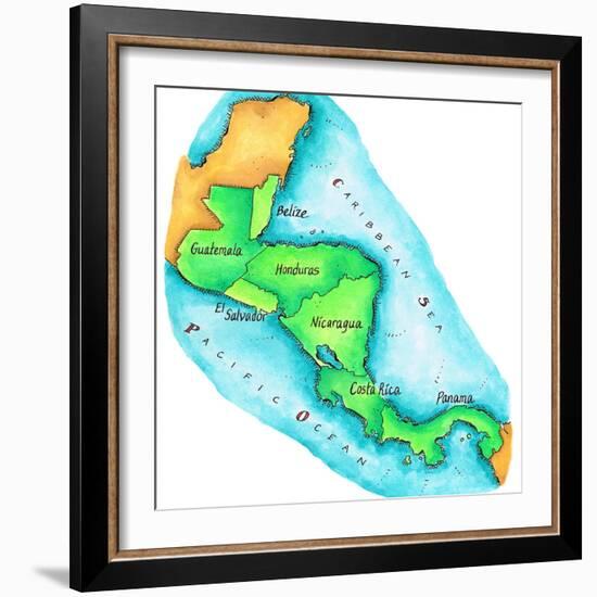 Map of Central America-Jennifer Thermes-Framed Photographic Print