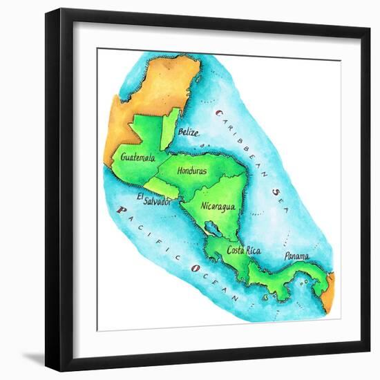 Map of Central America-Jennifer Thermes-Framed Photographic Print