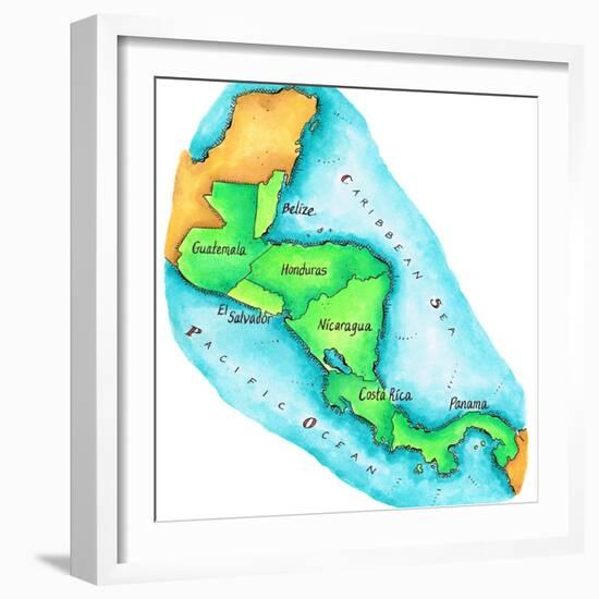 Map of Central America-Jennifer Thermes-Framed Photographic Print