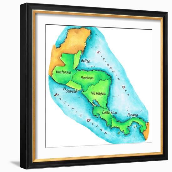 Map of Central America-Jennifer Thermes-Framed Photographic Print