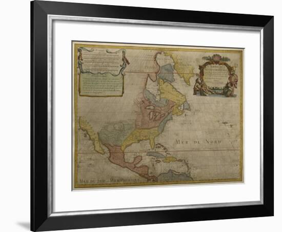 Map of Central and North America, Published in 1700, Paris-Guillaume Delisle-Framed Giclee Print