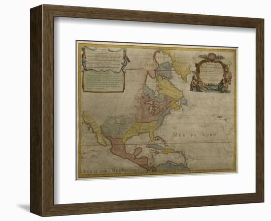 Map of Central and North America, Published in 1700, Paris-Guillaume Delisle-Framed Giclee Print