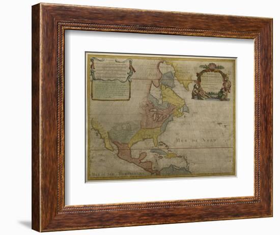 Map of Central and North America, Published in 1700, Paris-Guillaume Delisle-Framed Giclee Print