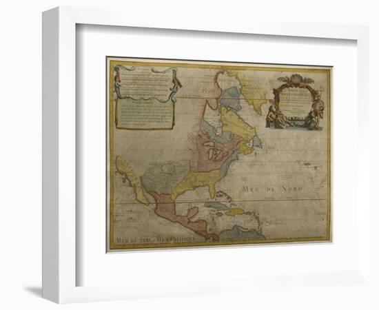 Map of Central and North America, Published in 1700, Paris-Guillaume Delisle-Framed Giclee Print