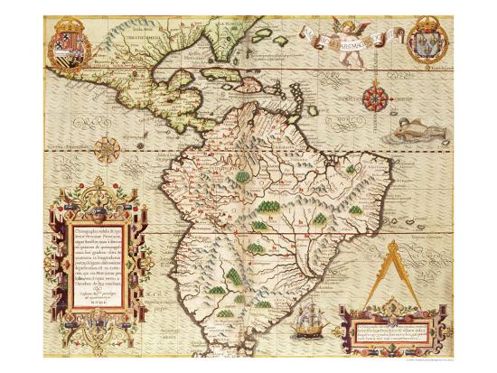 Map Of Central And South America From Americae Tertia Pars 1562 Giclee Print By Theodor De Bry Artcom Map Of Central And South America From Americae Tertia Pars 1562 Giclee Print By Theodor De Bry Artcom