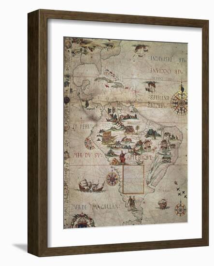 Map of Central and Southern America, 1550-null-Framed Giclee Print