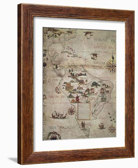 Map of Central and Southern America, 1550-null-Framed Giclee Print