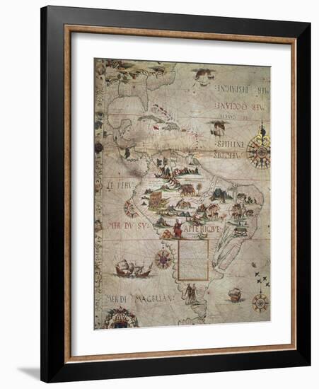 Map of Central and Southern America, 1550-null-Framed Giclee Print