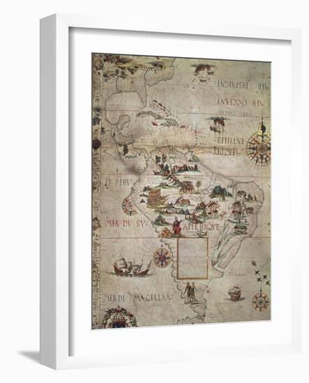 Map of Central and Southern America, 1550-null-Framed Giclee Print