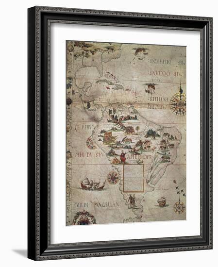 Map of Central and Southern America, 1550-null-Framed Giclee Print