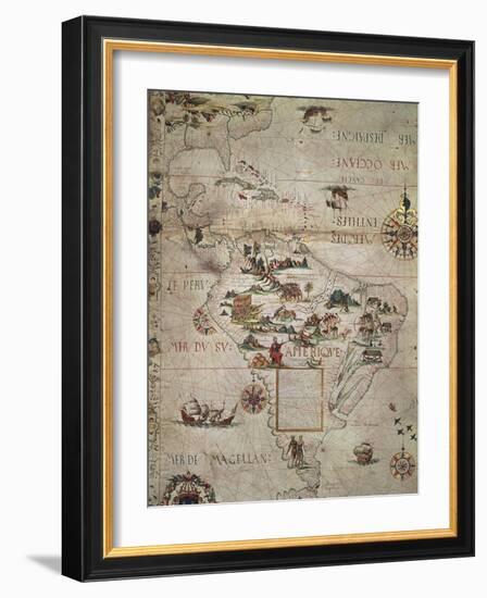 Map of Central and Southern America, 1550-null-Framed Giclee Print