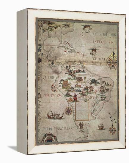 Map of Central and Southern America, 1550-null-Framed Premier Image Canvas