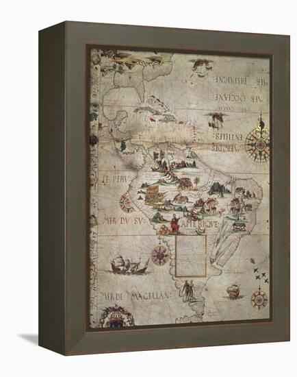 Map of Central and Southern America, 1550-null-Framed Premier Image Canvas