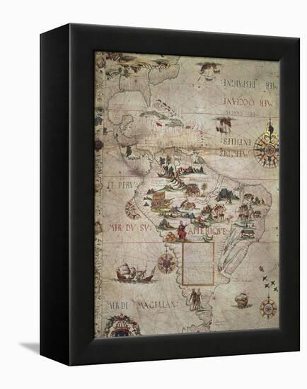 Map of Central and Southern America, 1550-null-Framed Premier Image Canvas