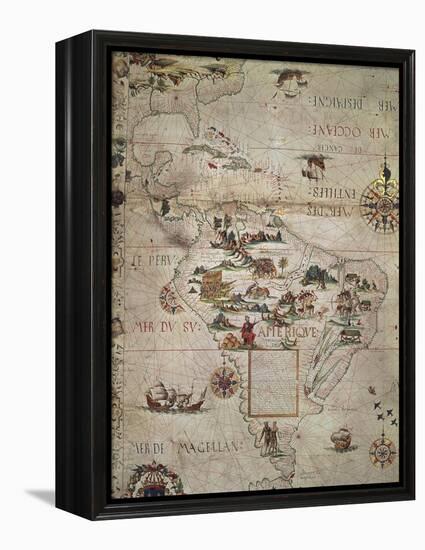 Map of Central and Southern America, 1550-null-Framed Premier Image Canvas